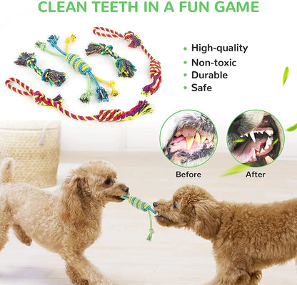 Dog Squeaky Toys for Small Dogs, 12 Pack Puppy Toys for Teething Cute Small Dog Toys Stuffed Plush Dog Toy Bundle Natural Cotton Puppy Rope Toy Dog Chew Toys for Puppies Pet Toys for Dogs