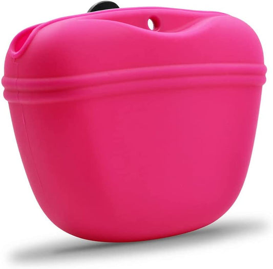 Silicone Dog Treat Pouch,Clip on Portable Training Container,Convenient Magnetic Buckle Closing and Waist Clip,No BPA