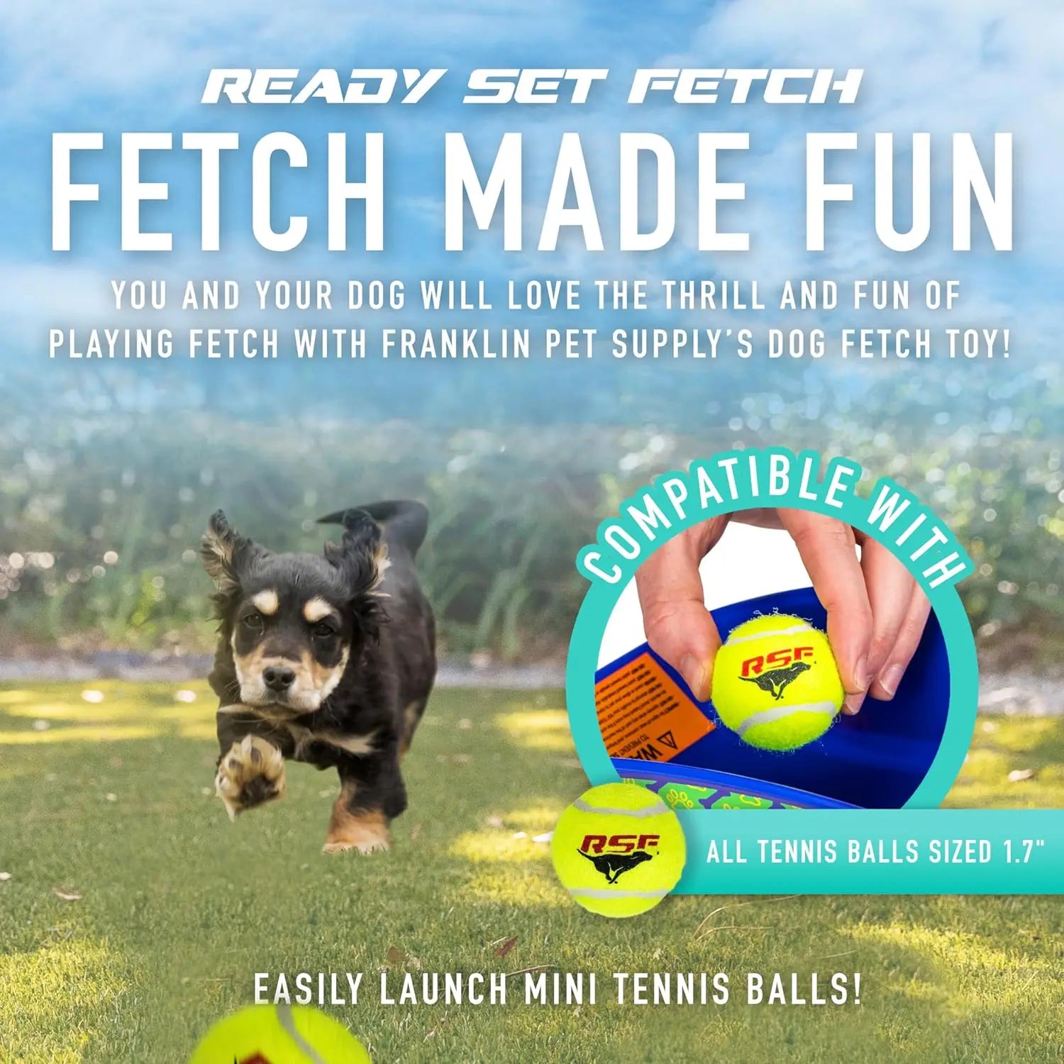 Pet Supply Ready Set Fetch Mini Automatic Tennis Ball Launcher Dog Toy - Electronic Mini Tennis Ball Thrower for Fetch +Playtime