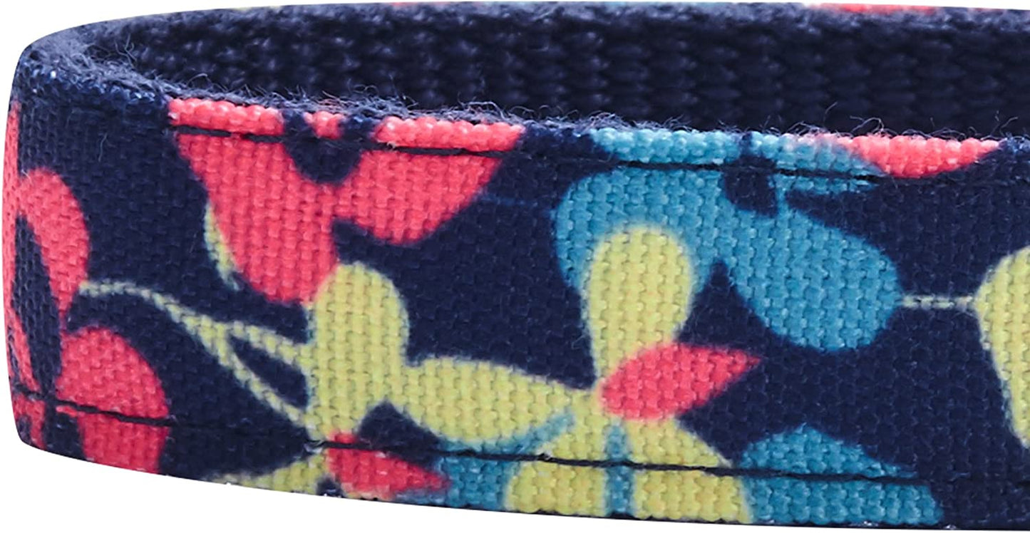 Made Well Profound Floral Print Adjustable Dog Collar in Navy Blue, X-Small, Neck 7.5"-10"