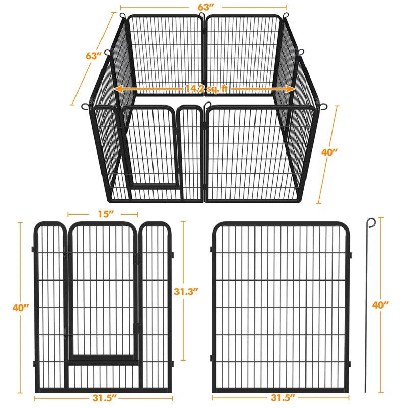 6 Panel Metal Exercise Pen with Door