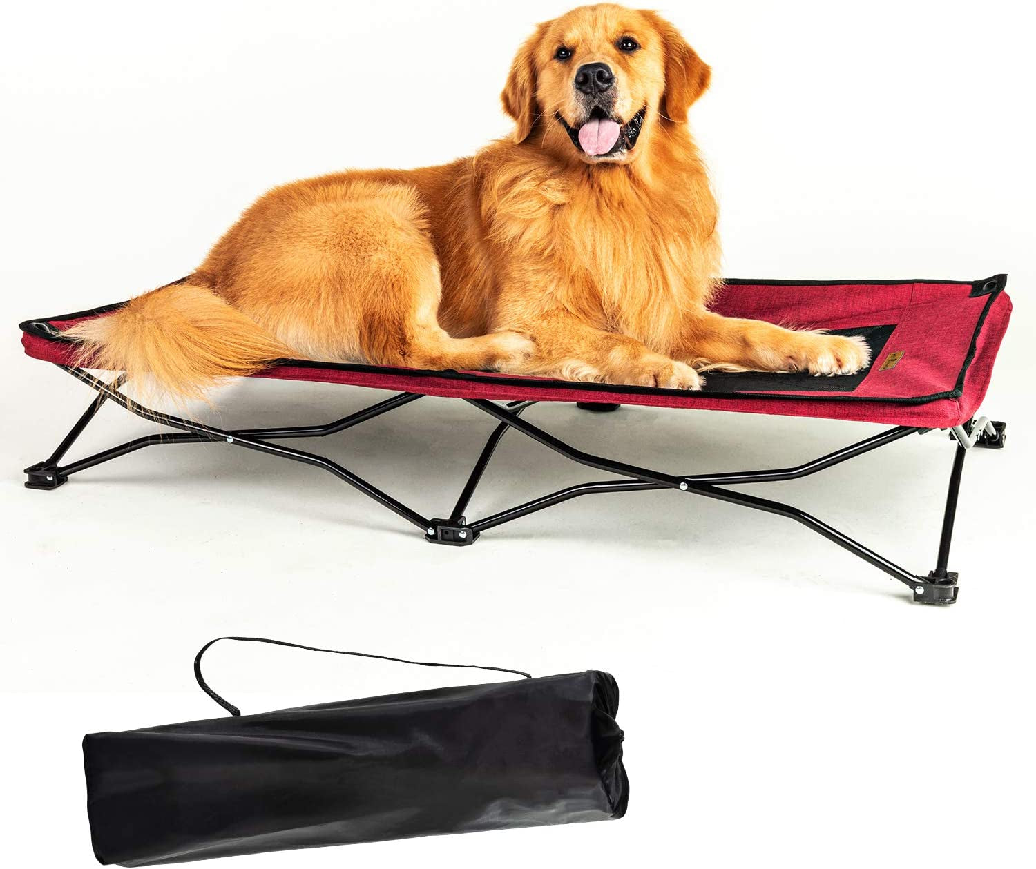 47 Inches Long Elevated Folding Pet Bed Cot Travel Portable Breathable Cooling Textilene Mesh Sleeping Dog Bed (47 Inch (Pack of 1), Red)