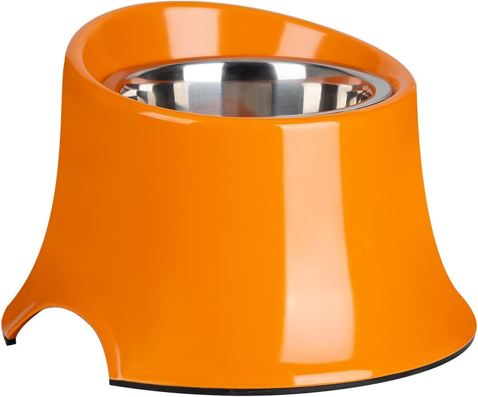 Elevated Dog Bowl Raised Dog Feeder for Food and Water, Non Spill Edges & Non Skid Sturdy Melamine Stand, Reduce Neck Stress, Less Regurgitating and Vomiting 1 Cup Orange