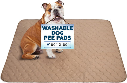 Reusable Dog Pee Pads - Dogs Waterproof Training Pads - Washable & Sanitary - Rounded Corners - Laminated, Lightweight, Durable - Pet Essentials Puppy Training, Whelping - 60" X 60"