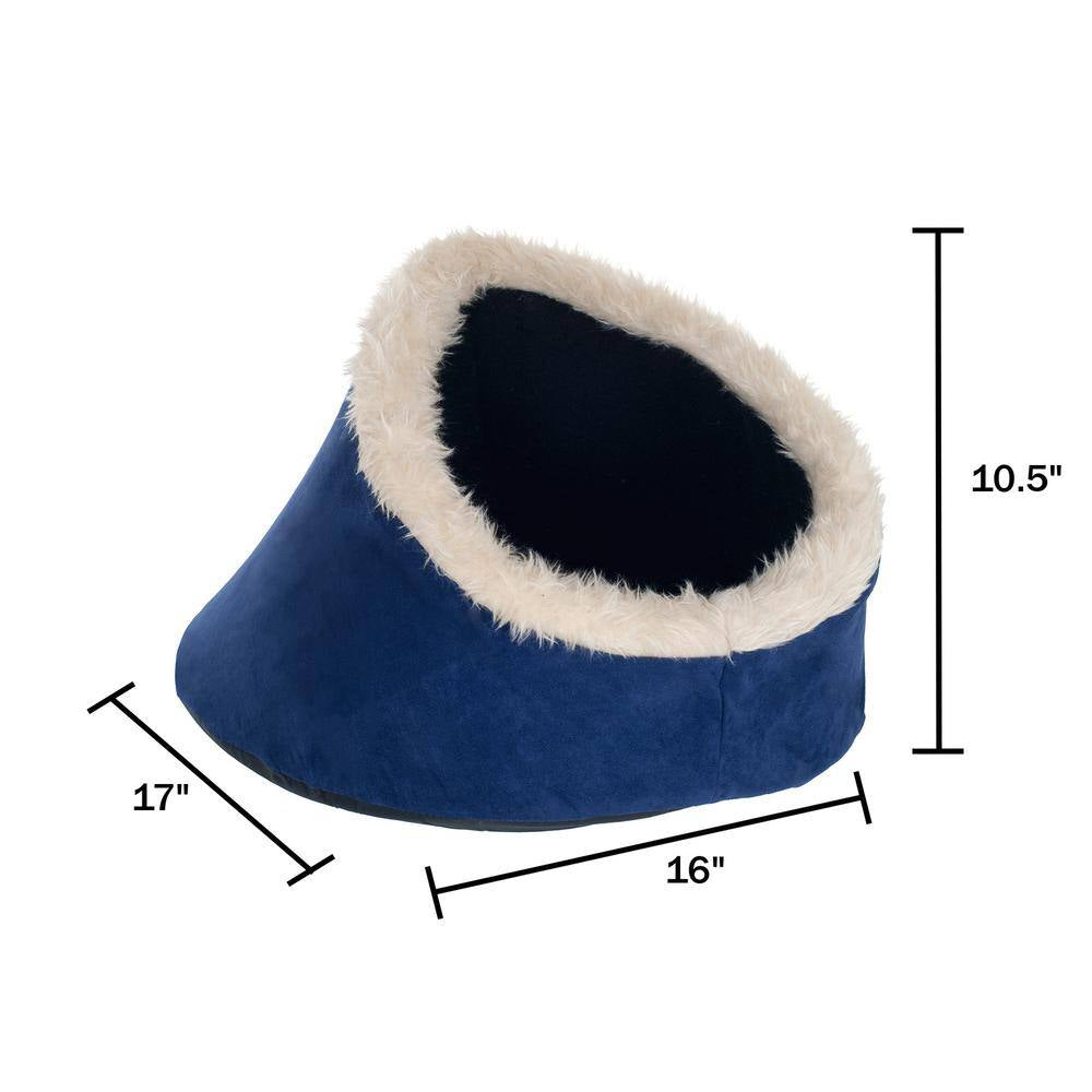 Small Blue Feline Cat Comfort Cavern Pet Bed